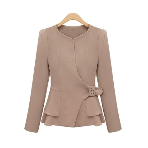 Asymmetrical Peplum Jacket Peplum Coats For Women, Luxury Women's Peplum Blouse, Office Look Women, Peplum Blazer Pattern, Peplum Blazer, Women Blouses Fashion, Peplum Jacket, Corporate Attire, Women Dresses Classy