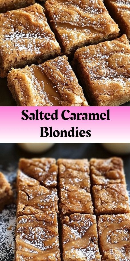 "Irresistible Salted Caramel Blondies Recipe - Yummy Desserts for Fall Baking" Description: Indulge in the rich and buttery flavors of these Salted Caramel Blondies. These gooey treats combine the sweetness of caramel with a hint of sea salt, creating a delightful contrast that will have you coming back for more. #SaltedCaramelBlondies #BakingLove #DessertGoals #CaramelLovers #FallBaking #BlondieRecipe #SweetsandTreats #YummyDesserts Salted Caramel Blondies Recipe, Desserts For Fall, Caramel Blondies, Salted Caramel Desserts, Caramel Blondie, Caramel Desserts, Blondies Recipe, Caramel Cookies, Caramel Recipes