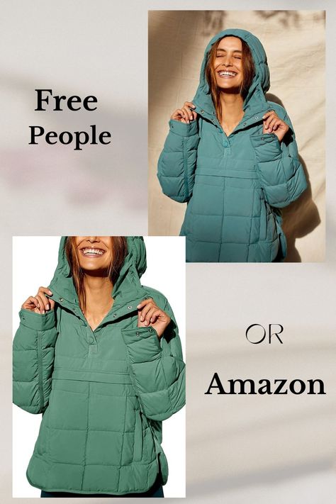 Women's Quilted Pullover Puffer Jacket Packable Hooded Oversize Winter Coat Tops, Free People Dupe of the Pippa Packable Pullover Puffer Packable Puffer Jacket Women, Women’s Puffer Jacket, Hooded Puffer Quilted Jacket For Fall, Casual Winter Packable Puffer Jacket, Women’s Winter Jacket, Free People Jacket Outfit, Packable Clothing, Free People Puffer Jacket, Free People Pullover