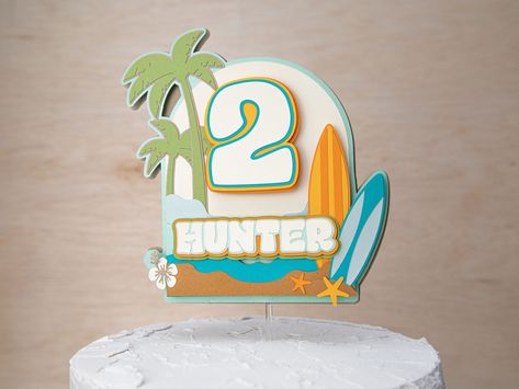 Birthday Cake Banner, Surfing Party, Beach Birthday Cake, Beach Photoshoot Family, Surf Cake, Beach Cake Topper, Surf Party, Cake Banner, Retro Surf