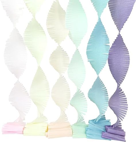 Amazon.com: Mybbshower Crepe Paper Garland Streamer for Birthday Engagement Bachelorette Wedding 90 inch Length (Pastel) : Home & Kitchen Hanging Streamers, Crepe Paper Garland, Pack List, Kindergarten Decorations, Pastel Home, Paper Garlands, Paper Garland, Ceiling Decor, Crepe Paper