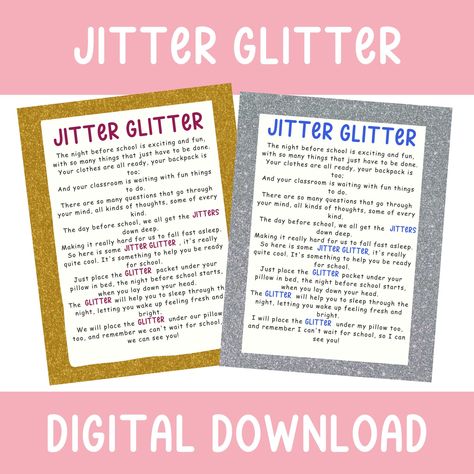 Back to School Gift for Student Jitter Glitter First Day Ready for School First Day of School Open House Back to School Night Teacher Jitter Glitter, The Night Before School, Open House Back To School, Welcome Back Letter, Night Before School, School Open House, School First Day, Back To School Night, Before School