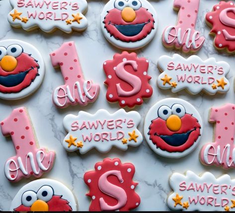 Sesame Street Birthday Party Ideas Girl, Sesame Street 2nd Birthday Girl, Girl Sesame Street Birthday, Elmo Birthday Party Girl, Girly Elmo Birthday Party, Seaseme Street Birthday Party, Elmo Invitations, Elmo First Birthday, Elmo Birthday Cake