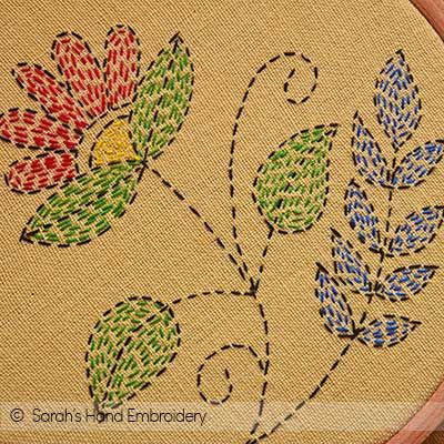 Embroidery Designs Using Running Stitch, Run Stitch Embroidery Design, Hand Embroidery Running Stitch Designs, Kantha Work Designs Embroidery Patterns, Kantha Tutorial, Embroidery Running Stitch Designs, Back Stitch Embroidery Design Ideas, Kantha Embroidery Designs Hand Stitching, Katha Stitch Design