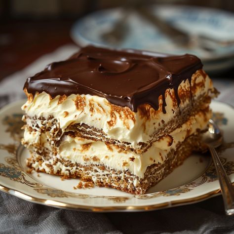 No-Bake Chocolate Eclair Cake is a wonderfully easy and indulgent dessert that layers creamy vanilla pudding and whipped topping between graham crackers, all topped with a rich chocolate glaze. It’s not heavy or overly sweet either. I think it’s a perfect dessert for any occasion, and if you’re not a fan of chocolate glaze, feel free to omit it or replace it with caramel. It will still be undeniably delicious! If you’re looking for a light & creamy dessert that’s not overly sweet, you’ve ... Vanilla Wafer Dessert, Chocolate Eclair Dessert, Wafer Cake, Graham Cracker Cake, Eclairs Dessert, Easy Drop Biscuits, Chocolate Eclair Cake, Eclair Cake, Fluff Desserts