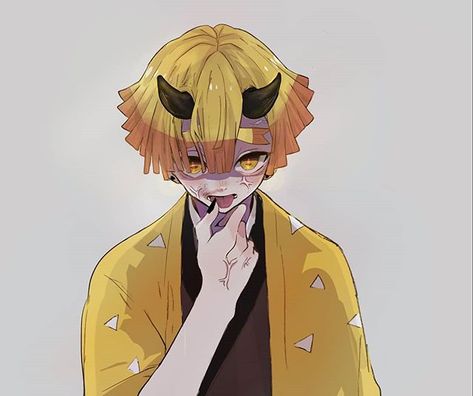 demon zenitsu Demon Zenitsu, Funny Face Drawings, Demon Slayer Zenitsu, Emo Pfp, Demon King Anime, Pony Drawing, Demon King, Dragon Slayer, I Love Anime