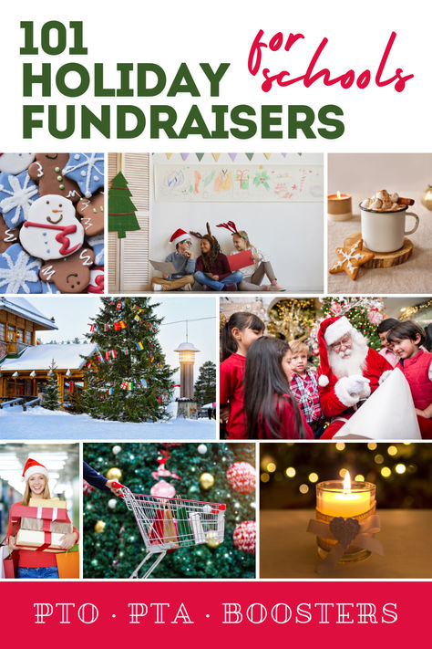 Ultimate list of holiday fundraisers for your school's PTO, PTA or Booster Club year-end giving appeal. From Santa Shops to Wreath Sales, we've got all the unique and creative school fundraising ideas for the holidays. Elementary School Santa Shop, Holiday Fundraiser Ideas School, School Santa Shop Ideas, Christmas School Fundraiser Ideas, Winter Fundraiser Ideas, Fundraising Ideas Christmas, Holiday Fundraiser Ideas, School Fundraising Ideas Highschool, Christmas Fundraiser Ideas