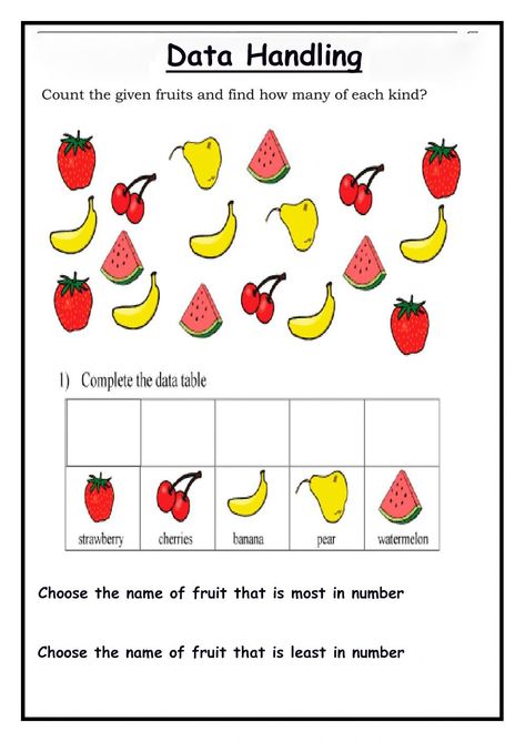 Data Handling, Tally Chart, Teaching Math Strategies, Counting To 20, Data Table, Toddler Worksheets, Alphabet Phonics, Math Interactive, The Worksheet