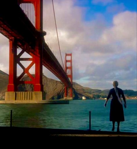 Kim Novak, about to take the plunge into San Francisco Bay, from Alfred Hitchcock’s film Vertigo. Vertigo Aesthetic, Alfred Hitchcock Vertigo, Vertigo Alfred Hitchcock, Vertigo 1958, Kim Novak, Alfred Hitchcock, Love Movie, Film Director, San Francisco Bay