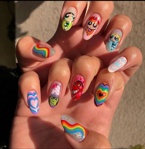 buttercup will always be my favorite <3 I'm loving this cartoon network reinassance Cartoon Network Nails, Y2k Nail Art, Y2k Nail, Uñas Ideas, Y2k Nails, Girls Nails, Powerpuff Girls, Nails Design, Nails Art