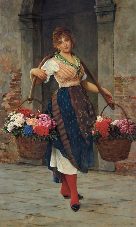 https://flic.kr/p/2i9PyWR | blaas, eugene de - The Flower Seller 3 | Eugène de Blaas  1843-1931  Oostenrijk Eugene De Blaas, Flower Seller, William Adolphe Bouguereau, Academic Art, Italian Painters, European Art, Italian Art, Historical Dresses, Magazine Art