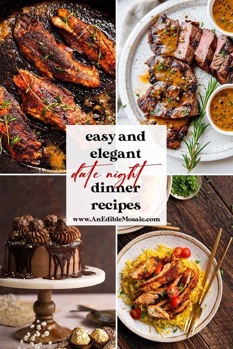 2 Course Meal Ideas, 8 Course Meal Ideas, Gluten Free Date Night Dinner, Dinners For Couples, Date Dinner Recipes, Date Night Dinner Recipes For Two, Elegant Dinner Recipes, Upscale Dinner Recipes, Easy Impressive Dinner