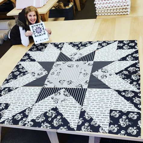 Its SEW NICE to make a big block quilt sometimes, because they sew together so fast!! . . . . . . . . . . . #moda #showmethemoda #black… Jordan Fabrics, Quilt Big, Big Block Quilts, Black And White Quilts, Quick Quilt, Block Quilt, Half Square Triangle Quilts, Cute Quilts, Star Quilt Blocks