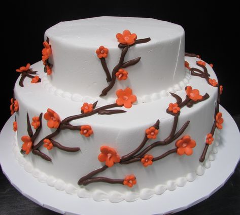 Fondant iced tier cake with tiny orange flowers Spring Cake Decorating Ideas, Spring Cake Decorating, Spring Cake, Cake Decorating Ideas, European Wedding, Tier Cake, Ice Creams, Orange Flower, Cake Decorating Tips