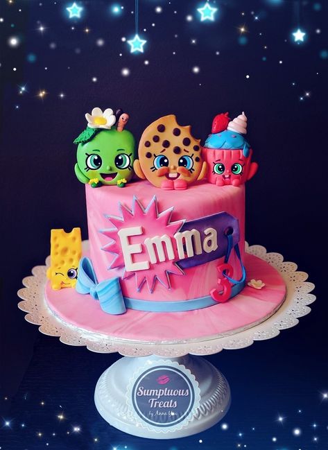 Shopkins Cake Ideas, Shopkins Birthday Cake, Shopkins Bday, Shopkins Cake, Shopkins Birthday, Shopkins Party, Fondant Cake Toppers, Birthday Party Theme Decorations, Cute Birthday Cakes