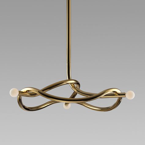 Design by Paul Matter Tryst is Paul Matter's new series of chandeliers that explores the relationship between interlocked forms in perfect union and balance. Made to orderDispatched within 8-10 weeks Available in the following finishes: Textured Brass Buff Brass Silvered Brass Dimensions: H: Up to 182.2cm (71.1"), D: 114.3cm (45") Light source: 3 Type E27 | 3W - 5W | LED | Warm White | 220-240V For alternative finishes or more details regarding this item please feel free to contact us at info@mo Paul Matter Lighting, Brass Interior Design, Abstract Chandelier, Decorative Chandelier, Brass Interior, Brass Light, All Of The Lights, Contemporary Pendant Lights, Tube Light