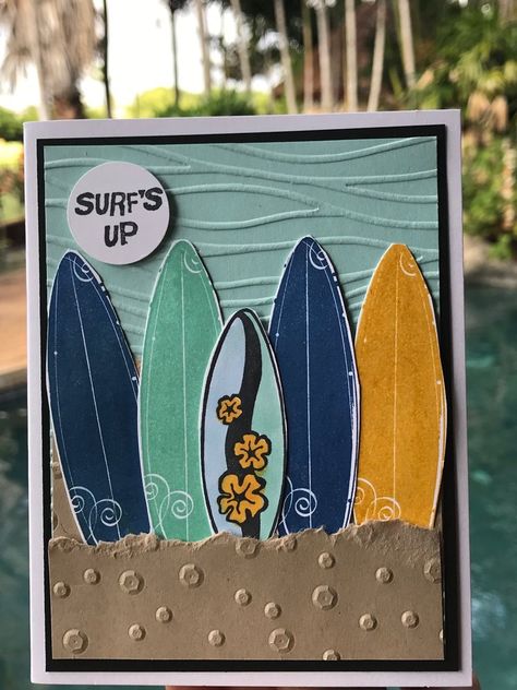 Surf’s Up! Birthday Card Surfing Birthday Cards, Surprise Party For Him, Surfing Card, Beach Birthday Card, Beachy Cards, Surf Birthday Party, Card Maps, Sea Cards, Men's Birthday