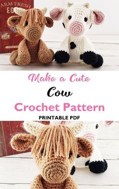 Crocheted Stuffed Animals, Oddity Art, Crocheted Cow Pattern, Cow Crochet, Animal Amigurumi, Amigurumi Cow, Mini Crochet, Crochet Cow, Crochet Animals Free Patterns