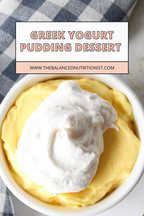 High protein pudding made from just two ingredients, pudding mix and plain Greek yogurt! You're going to want to give this greek yogurt pudding recipe a try. Greek Yogurt And Pudding, Greek Yogurt Pudding, Greek Yoghurt Recipes, Plain Yogurt Recipes, High Protein Pudding, Plain Greek Yogurt Recipes, Greek Yogurt Recipes Dessert, Greek Yogurt Recipes Healthy, Greek Yogurt Snacks