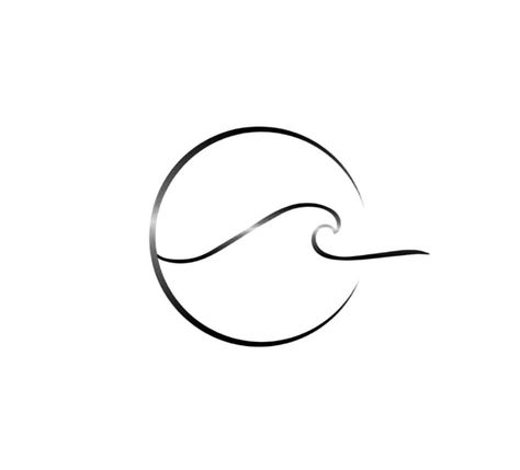 Moon Wave Tattoo Simple, Waves Minimalist Tattoo, Wave Circle Tattoo, Surf Tattoos For Women, Sun And Wave Tattoo Simple, Mini Wave Tattoo, Waves Tattoo Minimalist, Surfer Tattoo Ideas, Ocean Minimalist Tattoo