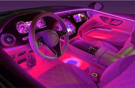 Pink Car Lights -  #Car #Lights #pink Pink Led Lights Car, Pink Led Car Interior, Pink And Purple Car Interior, Car Led Lights Interiors Pink, Inside Car Led Lights, Led Inside Car, Interior Pink Car, Led Light Car Interior, Pink Hellcat Interior