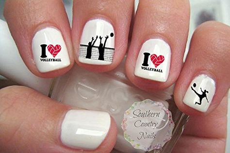 Volleyball Nail Art, Volleyball Nails, Soccer Nails, Baby Nail Art, Paradise Nails, Sports Nails, Flamingo Nails, Laters Baby, Country Nails