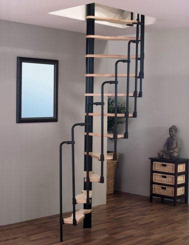 Scale Loft, Small Space Staircase, Spiral Stairs Design, Staircase Kits, Loft Staircase, Small Staircase, Stair Ladder, Tiny House Stairs, Spiral Staircases