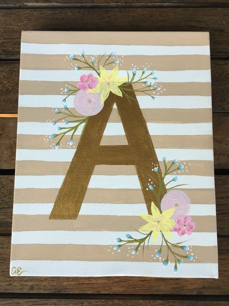 Name Painting Ideas, Name Paintings On Canvas, Painted Name Canvas, Multi Canvas Painting, Initial Canvas, I Miss You Card, Name Paintings, Initial Art, Name Canvas