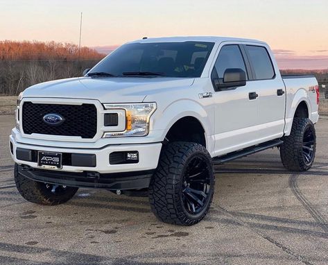 2019 Ford F150 equipped with a Fabtech 6" Lift Kit Ford F 150 Lifted, 2018 Ford F150 Lifted, White Ford F150, 2018 Ford F150 Mods, Lifted Ford F150, Black Ford F150, Vintage Ford Trucks, F150 Build, Truck Aesthetic