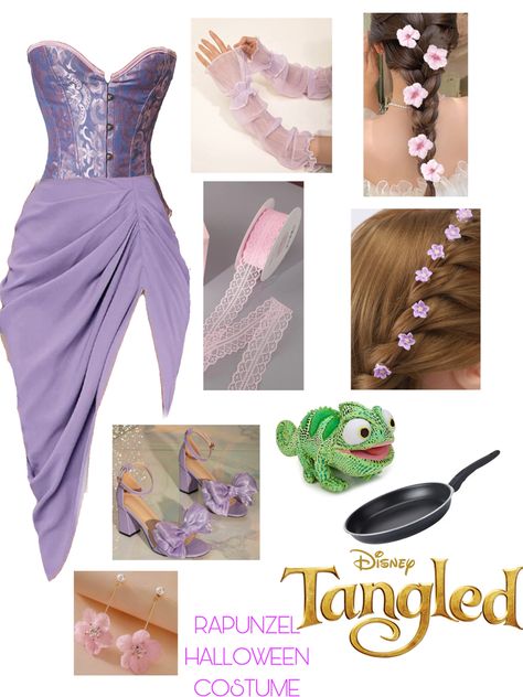 Halloween Costumes Princess Rapunzel, Princess Costumes Rapunzel, Diy Repunzal Costume, Rapunzel And Belle Costume, Rapunzel Tangled Costume, Tangled Dress Inspired Outfits, Rupunzle Costume, Diy Rapunzel Costume Women, Princess Diy Costume