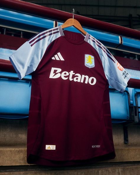 Instagram Aston Villa Kit, Adidas Kit, Goat Logo, Villa Home, Aston Villa Fc, Football Jersey Outfit, Football Fashion, Adidas Football, Jersey Outfit