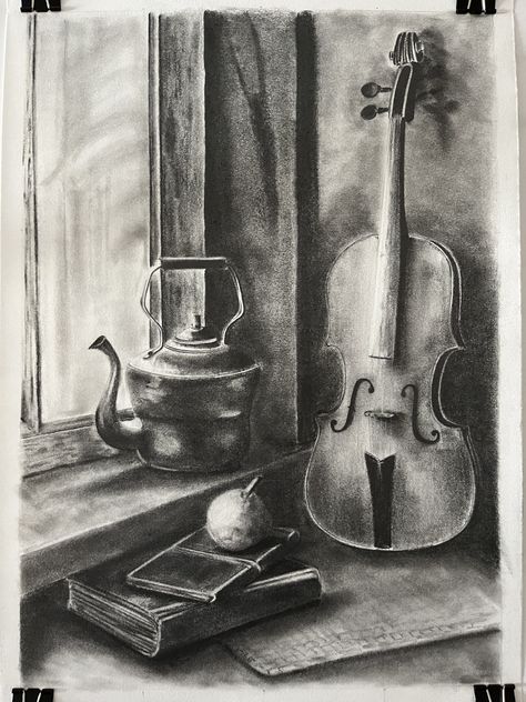 Charcoal Still Life, Art Collaboration, Draw And Paint, Still Life, Paintings, Paint, Art