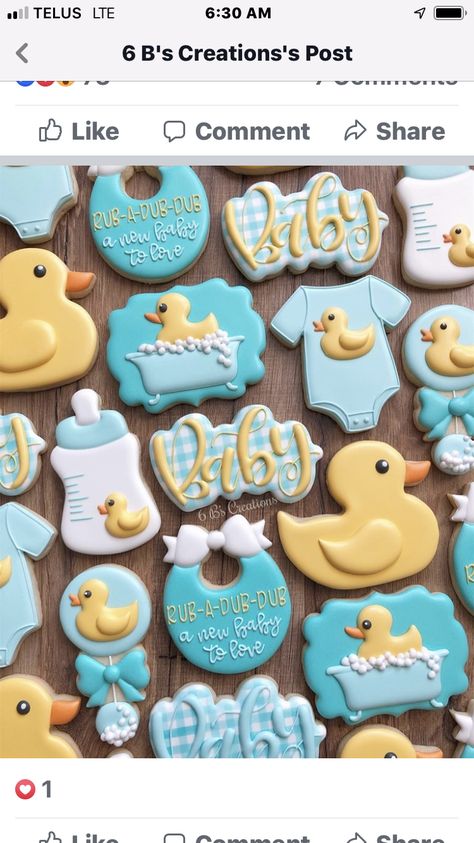 Baby Shower Cookies Neutral, Duck Cookies, Baby Boy Cookies, Ducky Baby Showers, Ducky Baby Shower, Rubber Ducky Baby Shower, Baby Shower Duck, Cookies Theme, Sugar Cookie Royal Icing