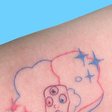 Joana 🍰 Lisbon tattoo artist on Instagram: "cotton candy garnet 💘 done at @quartoescuro.collective 
I want to tattoo more Steven Universe pls 💕

#tattoo #stevenuniverse #stevenuniversetattoo #cottoncandygarnet #garnet #garnettattoo #crystalgems #cutetattoo #linetattoo #pinktattoo #tattooart #tattooartist #barcelonatattoo #bragatattoo" Garnet Tattoo, Cotton Candy Garnet, Steven Universe Tattoo, Lisbon Tattoo, Barcelona Tattoo, Pink Tattoo, Line Tattoos, Artist On Instagram, Crystal Gems