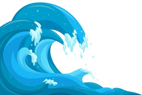 Crashing Waves Drawing, Waves Cartoon, Tsunami Waves, Wave Drawing, Waves Background, Crashing Waves, Cartoon Drawing, Free Vector Graphics, Cartoon Style