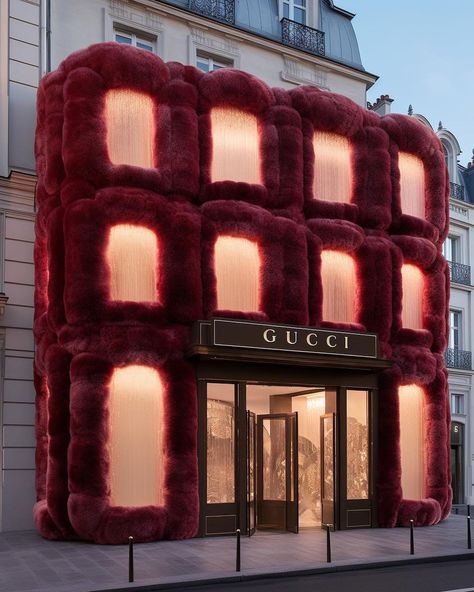 Credits @ifonly.ai If only there were winter pop-up stores by luxury brands. 1. @chanelofficial 2. @dior 3. @gucci 4. @louisvuitton… | Instagram Fashion Window Display, Public Space Design, Holiday Pops, Gucci Store, Parametric Architecture, Baroque Architecture, Money And Happiness, Sustainable Architecture, City Design