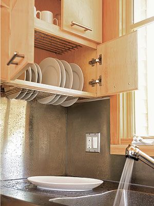 28 Great Ideas for the Kitchen & Bath - Fine Homebuilding Drying Cupboard, Dapur Mini, Closet Space Savers, Kitchen Space Savers, Wohne Im Tiny House, Cocina Diy, Above Sink, House Storage, Tiny House Storage