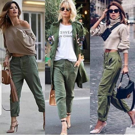 Military Green Pants, Green Pants Outfit, Rok Outfit, Cargo Outfit, Joggers Outfit, Classy Casual Outfits, Green Pants, Estilo Boho, Outfits Casuales