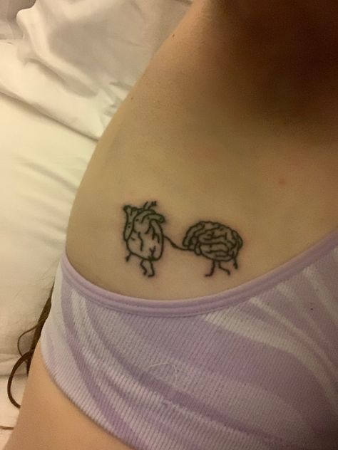 Brain And Heart Tattoo, Heart And Brain Tattoo, Mind Over Matter Tattoo, Running Tattoo, Brain Tattoo, Heart And Brain, Cute Tats, Semicolon Tattoo, Small Wrist Tattoos