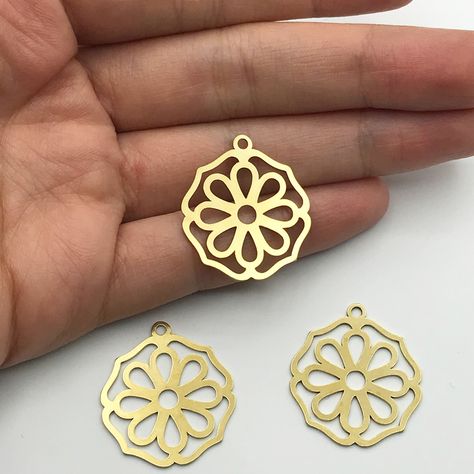 6-Pack Raw Brass Floral Mandala Necklace Pendants, Flower Earrings, Chakra Laser Cut Jewelry Supplies Laser Jewelry, Snake Ring Gold, Laser Cut Necklace, Earring Charm, Flower Earrings Gold, Laser Cut Wood Crafts, Mandala Necklace, Laser Cut Jewelry, Engraved Pendant