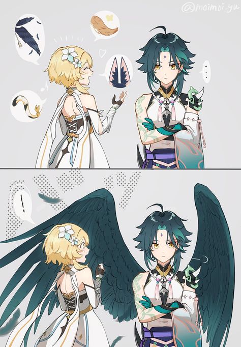 Zhongli God Outfit, Veigar League Of Legends, Genshin Comic, Lumine Harem, Memes Anime, 영감을 주는 캐릭터, Cute Comics, Ship Art, Cute Anime Character