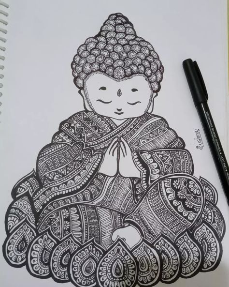 Gautam Buddha 🙏 Gautam Buddha Mandala Art, Buddha Mandala Art, Draw Mandala, Buddha Mandala, Gautam Buddha, Mandala Art, Sketch, Princess Zelda, Zelda Characters