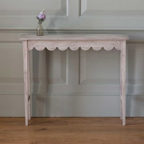 Scalloped Table, Hand Carved Furniture, Susie Watson, Elegant Console Table, Hardwood Table, Interior Design Gallery, Painted Cottage, Fabric Trimmings, Handmade Furniture