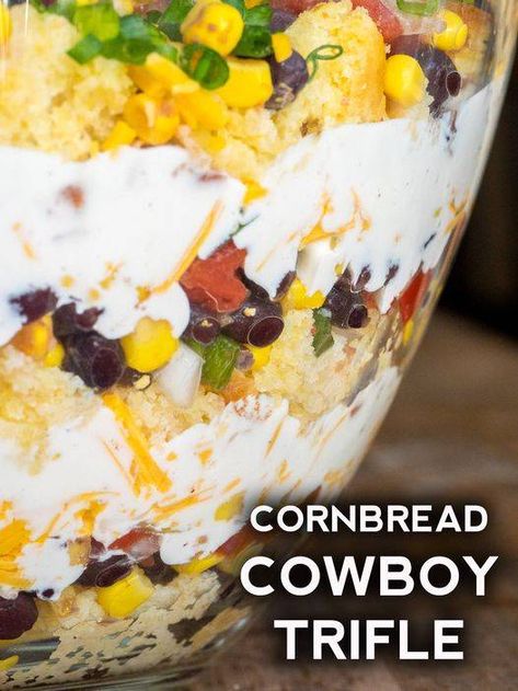 Search Results for “Cowboy Cornbread Trifle” – 99easyrecipes Southern Cornbread Salad, Cowboy Cornbread, Cornbread Salad, Layered Salad Recipes, Layered Salad, Bread Salad, How To Make Salad, Trifle, Delicious Salads