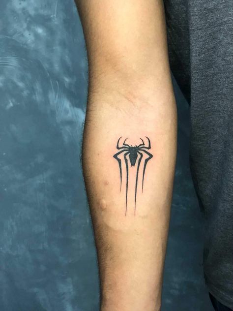 Webshooter Tattoo, Andrew Garfield Spiderman Tattoo, Subtle Spiderman Tattoo, Spiderman Tattoo Simple, Spiderman Logo Tattoo, Tattoo Ideas Spiderman, Amazing Spiderman Tattoo, Deadpool Tattoo Ideas, Spiderman Tattoo Design