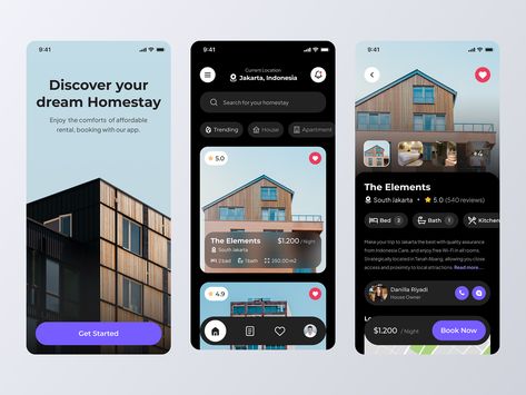 Mobile App - Real Estate🏡 by Devia Anggraeni on Dribbble Real Estate Mobile App Ui Design, Flight Booking App, Real Estate App, Dashboard Mobile, Ux Design Mobile, Dribbble Design, Card Ui, Real Estate Management, Real Estate Rentals