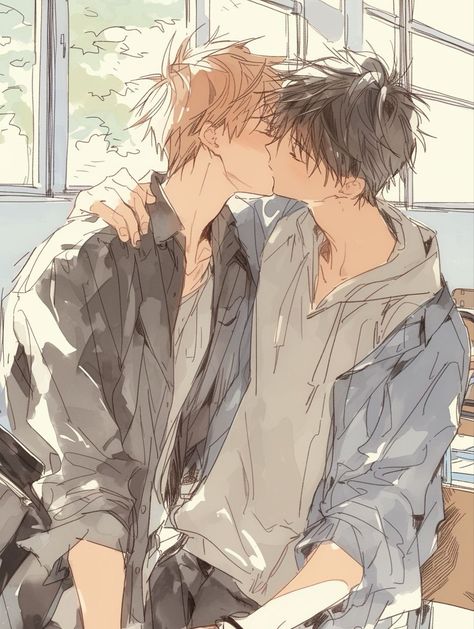 Gay Aesthetic, Whatsapp Wallpaper, Scene Art, Cute Couple Art, Anime Kiss, Gay Art, Funny Anime Pics, Two People