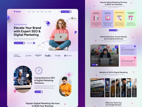 SEO & Digital Marketing Agency Landing Page by FleexStudio Marketing Agency Landing Page, Agency Landing Page, Website Illustration, Web Design Software, Website Header Design, Minimal Web Design, Web Banner Design, Seo Agency, Digital Advertising