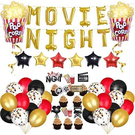 Movie Night Party Decorations, Movie Cupcakes, Cardboard Stand, Movie Night Decorations, Movie Night Theme, Movie Night Birthday Party, Balloon Cupcakes, Movie Themed Party, Movie Night Party