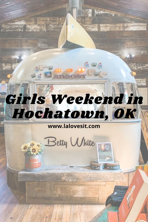 Come read my post about a fun girls weekend trip to Hocahtown, Oklahoma.  Wine, eating, restaurants, outdoor adventure and more! #girlstrip #girlsweekendtrip #winetrip #glamping #glampingtrip #oklahoma #discoveroklahoma Hochatown Oklahoma, Adventure Goals, Beavers Bend State Park, Broken Bow Oklahoma, Wine Train, Oklahoma Travel, Girls Weekend Getaway, Outdoor Vacation, Broken Bow